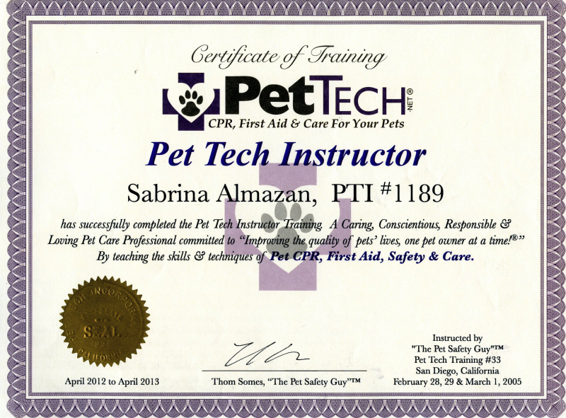 PetTech Instructor Certificate