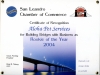 San Leandro Chamber of Commerce Rookie of the Year 2004